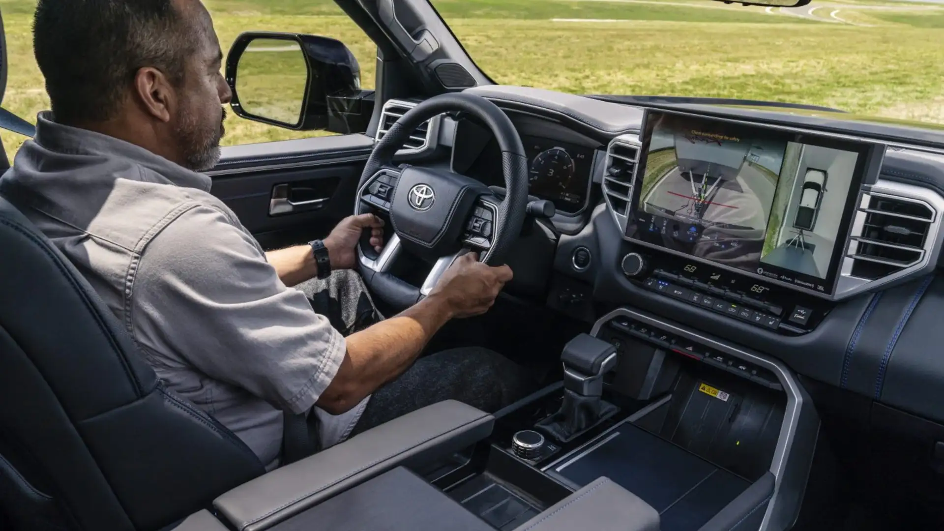 2026 Toyota Tundra interior with surround-view camera display