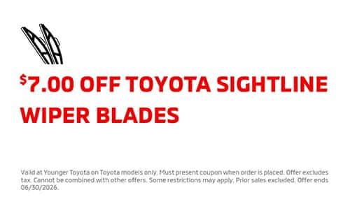 $7.00 OFF TOYOTA SIGHTLINE WIPER BLADES