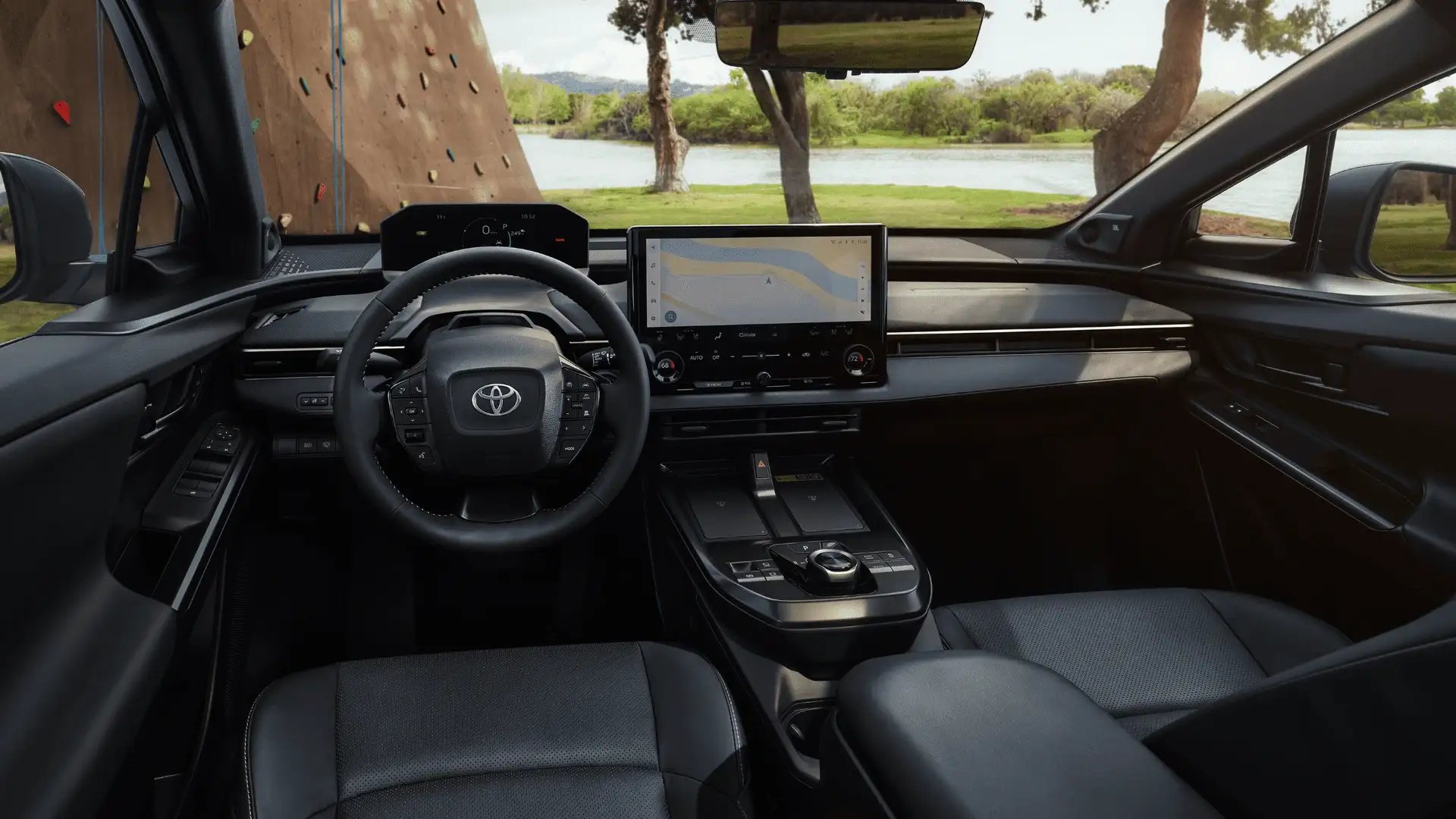 2026 Toyota bZ black interior widescreen infotainment and digital driver display