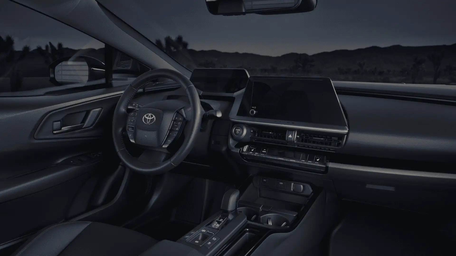 2026 Toyota Prius Plug-in Hybrid dashboard display at night