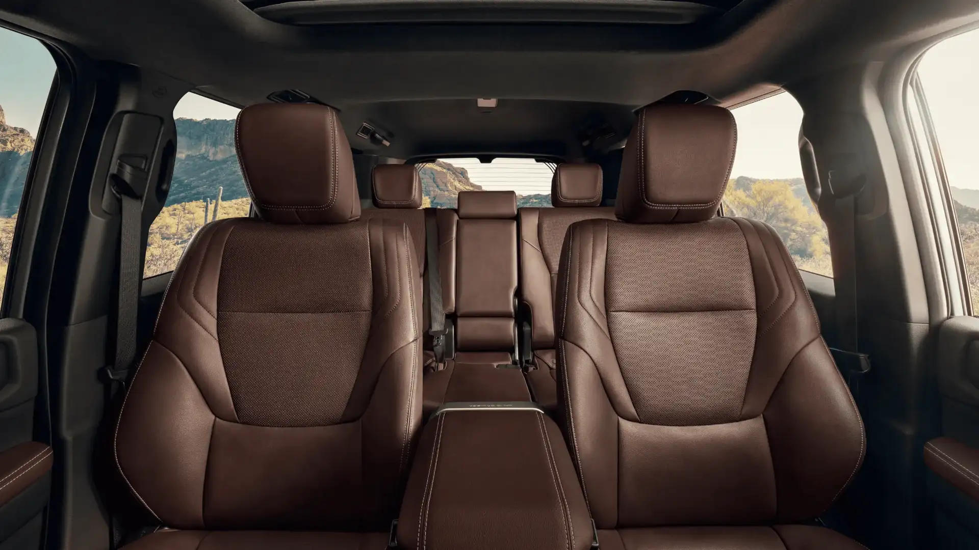 2027 Toyota Land Cruiser brown leather front and rear seats interior