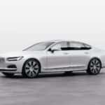 2025 Volvo S90 premium sedan in white displayed in side profile with chrome accents and large wheels